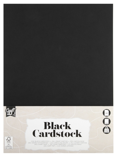 Carton Hobby CraftID A4 220g noir 10 feuilles