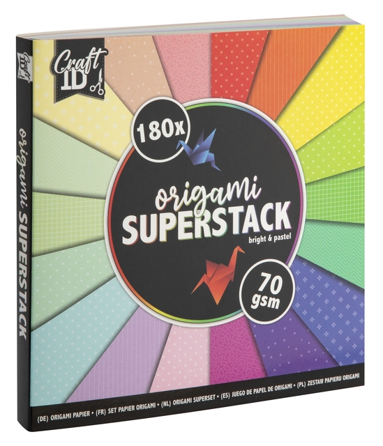 Origami CraftID 15x15cm 70g 180 feuilles couleurs assorti