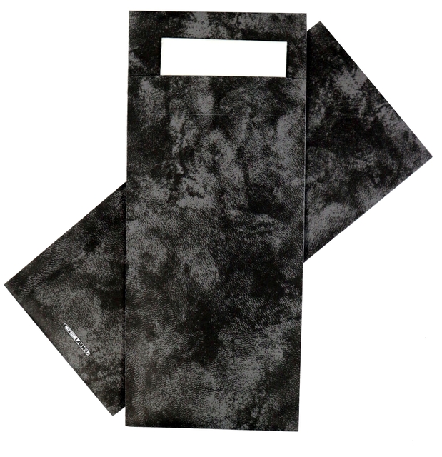 Pochette à couvert IEZZY 190x85mm noir marbré avec serviette blanche 500 pièces