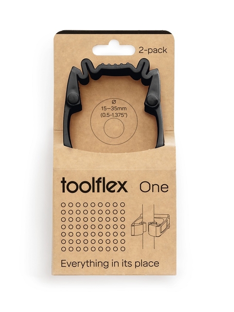 Porte-outils mural Toolflex One 2 pinces avec adaptateur ø 15/35mm noir