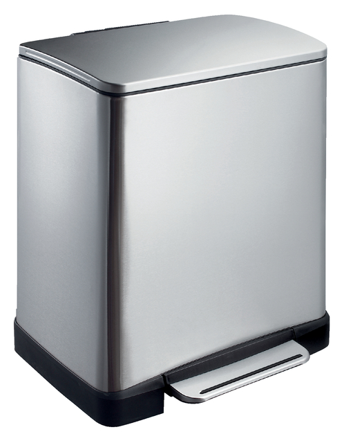 Poubelle à pédale acier inox mat rectangulaire 9+10L