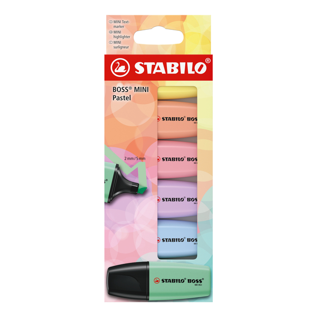 Surligneur STABILO BOSS Mini Pastel assorti 6 pièces