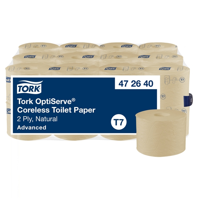 Papier toilette Tork T7 Advanced Optiserve 472640 sans mandrin 2 épaisseurs 94m naturel