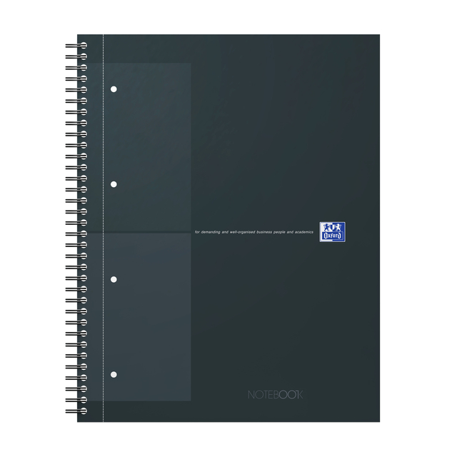 Cahier à spirale Oxford International Notebook A4+ carreau 5x5mm noir