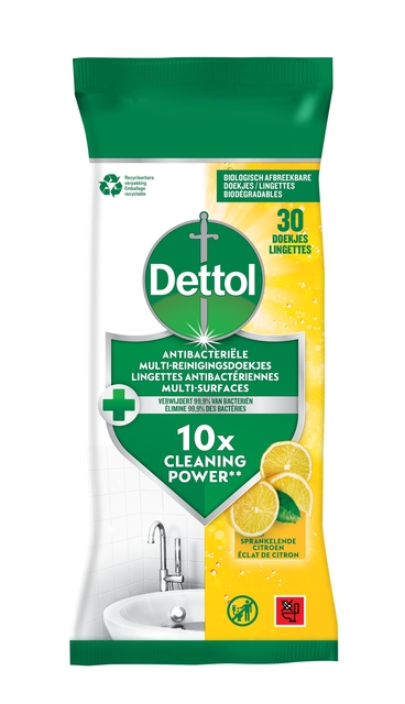 Reinigingsdoekjes Dettol antibacterieël Citrus 30 stuks