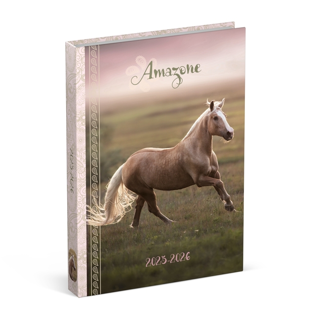 Agenda scolaire 2025-2026 Lannoo Horses 1 jour/1 page rose