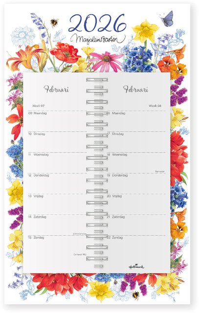 Kalender 2026 Marjolein Bastin Bloemen Schild 7dagen/1pagina