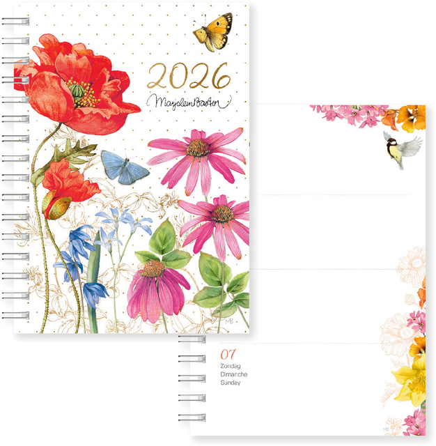 Agenda 2026 Marjolein Bastin fleurs 7 jours/2 pages