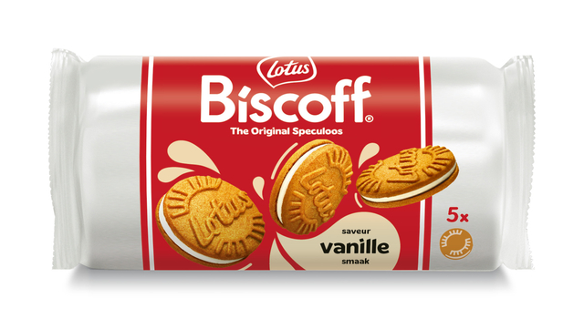 Biscuits Lotus Biscoff spéculoos sandwich vanille 5 pièces