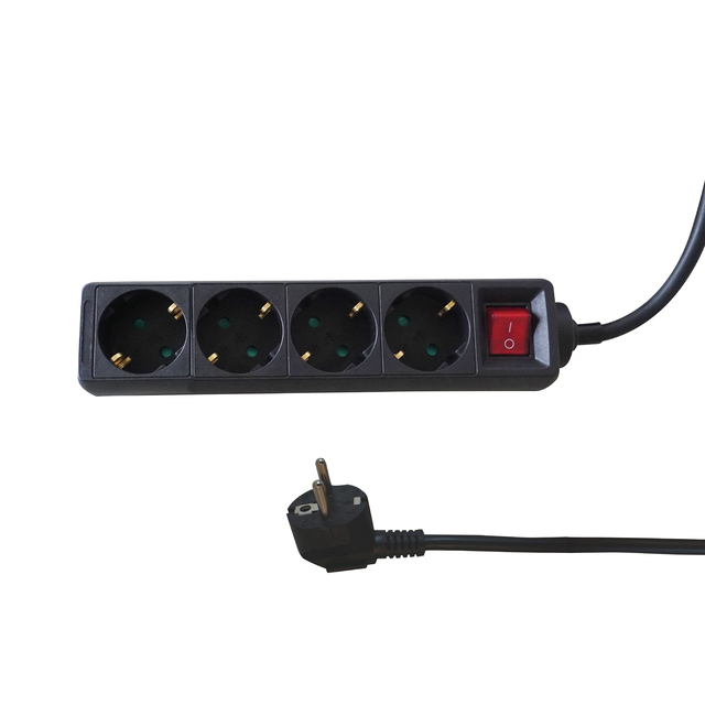 Multiprise BRASQ 4 prises 5 mètres noir