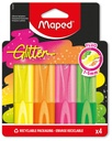 Markeerstift Maped Glitter set à 4 fluoriserende kleuren