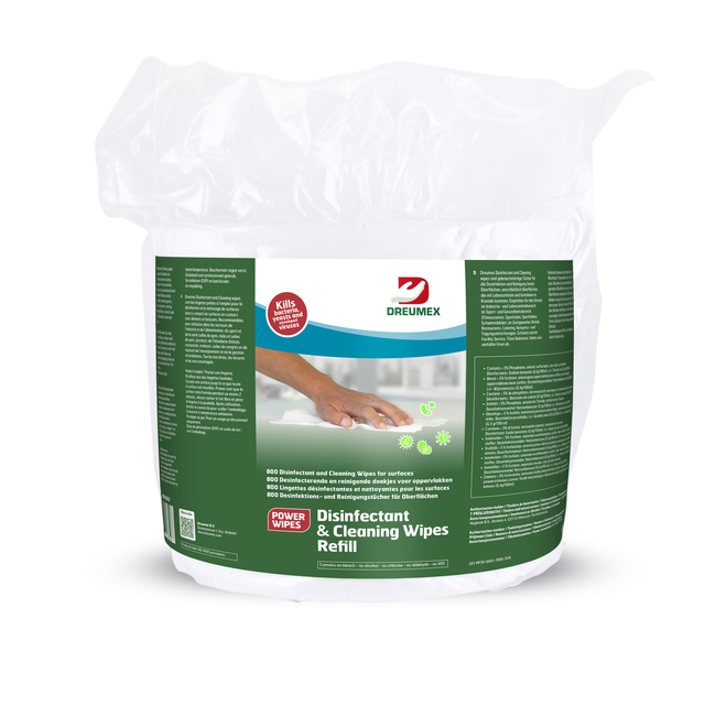 Lingette désinfectante Dreumex Disinfectant & Cleaning recharge 800 pièces blanc