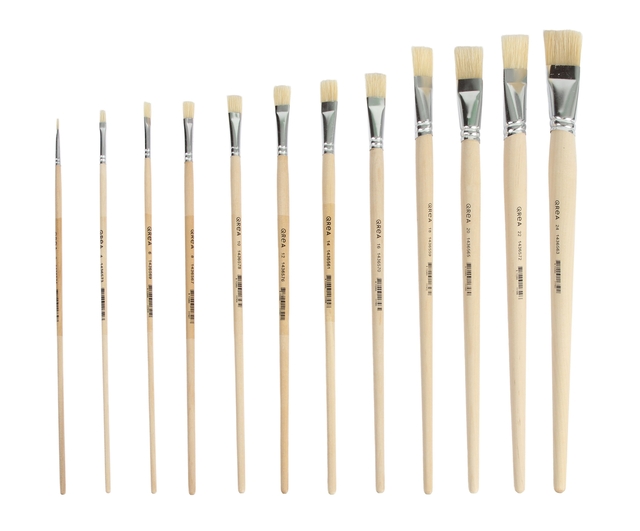 Pinceaux Qrea soie de porc set de 12 largeurs