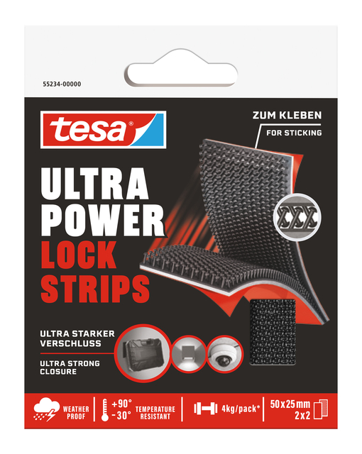 Bande auto-agrippante tesa Ultra Power Lock 50x25mm 2 bandes noir
