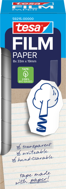 Plakband tesafilm papier 19mmx33m 8 rol