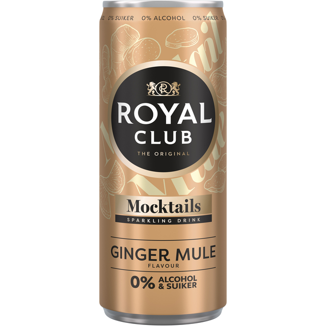 Mocktails Royal Club ginger mule 0% suiker en alcohol blik 250 ml
