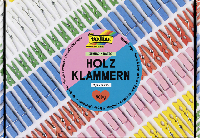 Pince à linge Folia Jumbo 500g assorti