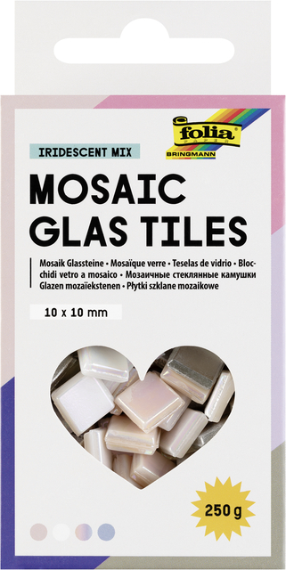Mozaieksteentjes Folia 10x10mm glas iriserend