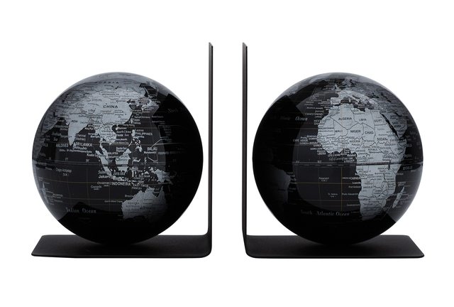 Serre-livres Troika avec globe magnétique 13cm noir 2 pièces