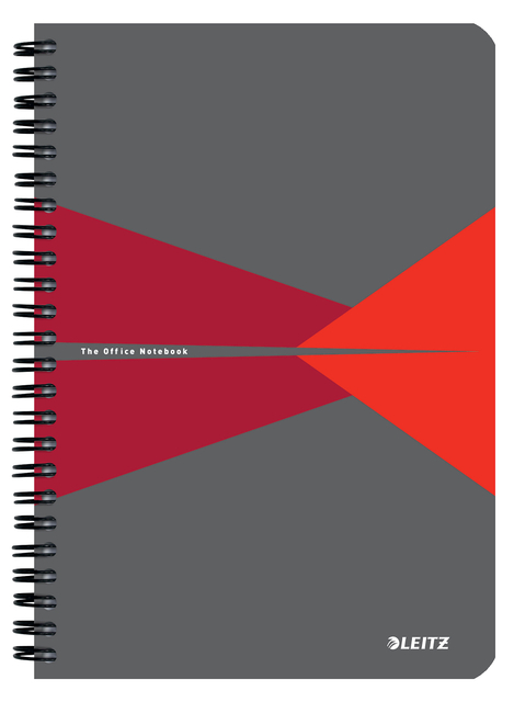 Notitieboek Leitz Office A5 lijn 180 pagina's 80gr grijs rood