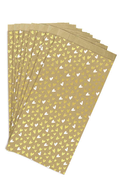 Sachet cadeau Clairefontaine 16x30x5cm kraft coeurs 50 pièces