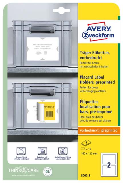 Etiquette de positionnement Avery Zweckform AZ 8001 160x120mm imprimée 10 étiquettes