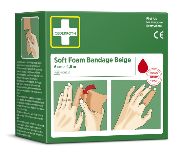 Pansement autoadhésif Cederroth Soft Foam beige 6cmx4,5m