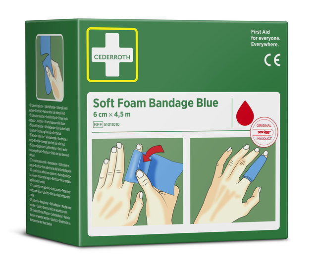 Pansement autoadhésif Cederroth Soft Foam bleu 6cmx4,5m