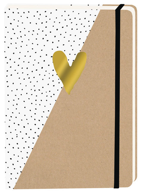 Carnet de notes Kraft coeur doré A5 ligné 92 pages couverture souple