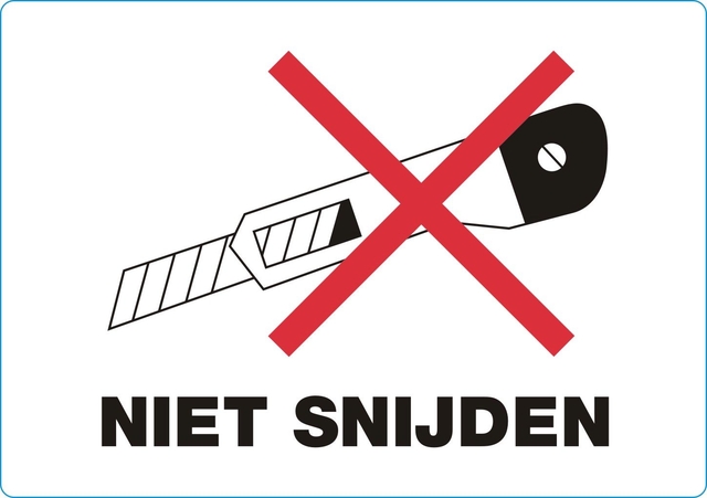 Etiquette d'avertissement IEZZY Niet snijden 105x74mm 500 pièces