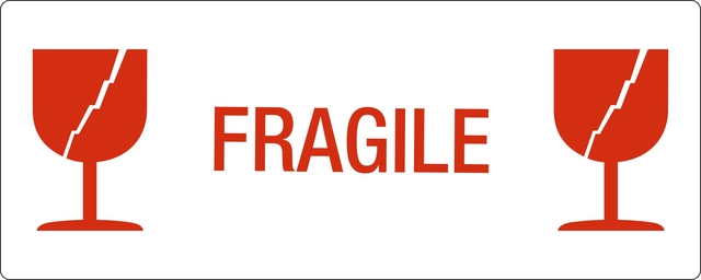 Etiquette d'avertissement IEZZY Verre/Fragile 150x60mm 500 pièces