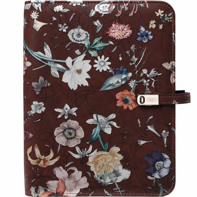 Organiseur Kalpa A5 Agenda 2025-2026 7 jours/2 pages floral brun