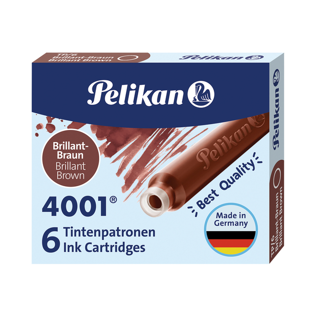 Cartouche d'encre Pelikan 4001 marron 6 pièces