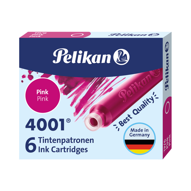 Cartouche d'encre Pelikan 4001 rose 6 pièces