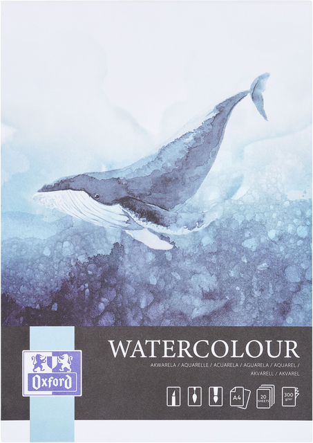 Aquarelblok Oxford Watercolour A4 20 vel 300 gram gelijmd
