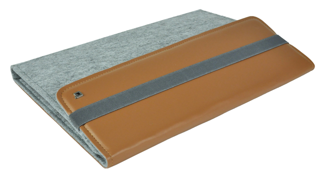 Conférencier DESQ A4 feutre avec pince et fermeture élastique gris