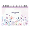 Calendrier familial 2026 Lannoo 310x220 Flowers Watercolour 7 jours/1 page lilas