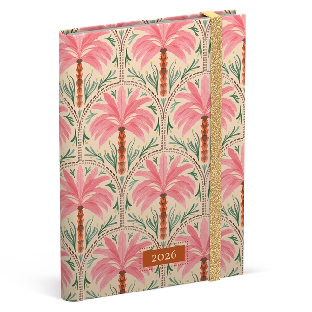 Agenda 2026 Lannoo 120x160 Exotic palms 7 jours/2 pages rose