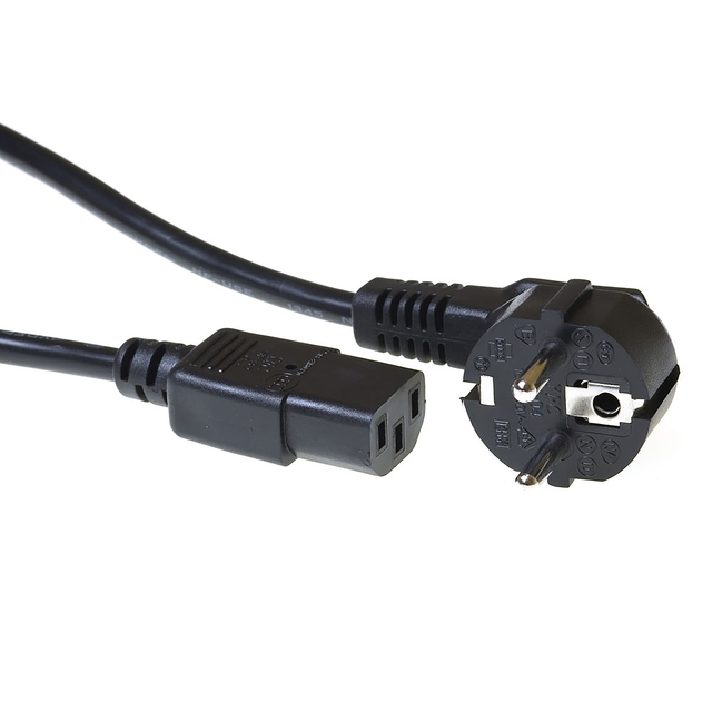 Kabel ACT Netsnoer CEE 7/7 male - C13 zwart 3 meter