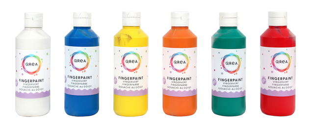 Vingerverf Qrea set à 6 kleuren 250ml