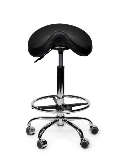 Zadelkruk Office Premium standaard met voetring harde wielen zw