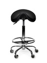 Zadelkruk Office Premium standaard met voetring harde wielen zw