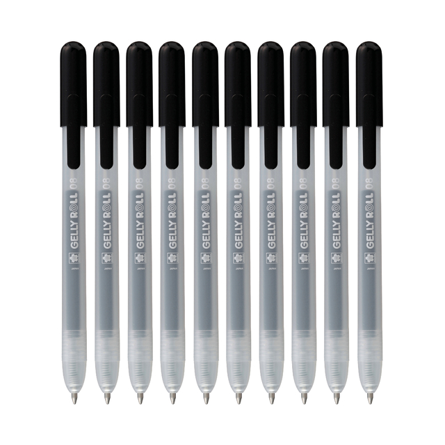 Gelschrijver Sakura Gelly Roll Classic 08 klikfunctie set à 10 stuks zwart