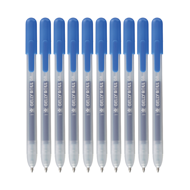 Stylo gel Sakura Gelly Roll Classic 08 rétractable set 10 couleurs bleu