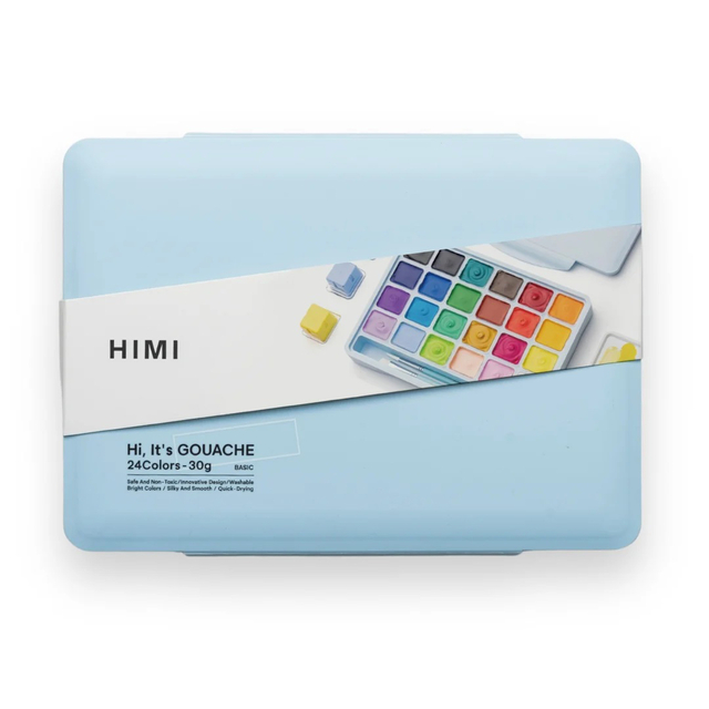 Gouache HIMI 24 kleuren 30gr opbergbox ice blue