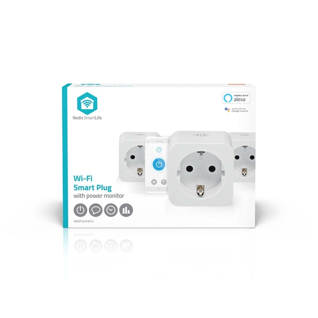 Prise intelligente Nedis Smartlife Wi-Fi lot 3 pièces blanc