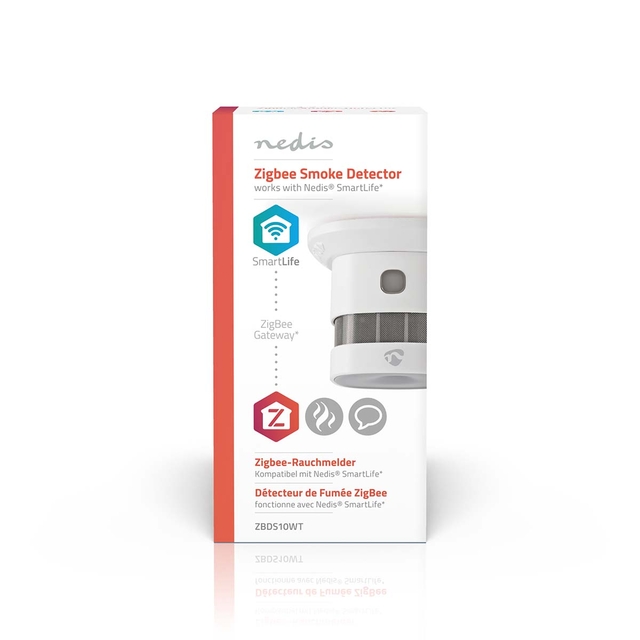 Détecteur de fumée Nedis Smartlife Zigbee 3.0 Wi-FI 10 ans capteur blanc