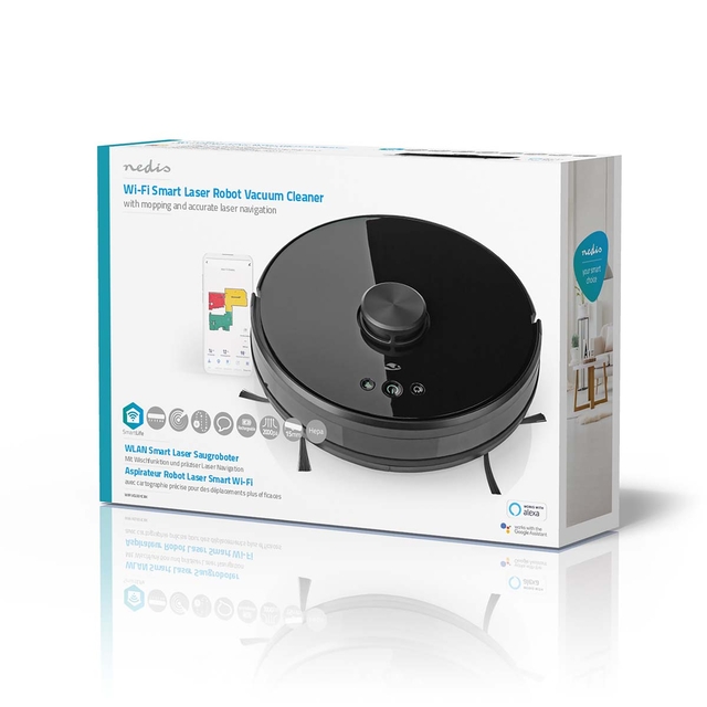 Aspirateur robot Nedis Smartlife Wi-Fi laser 3-en-1 noir