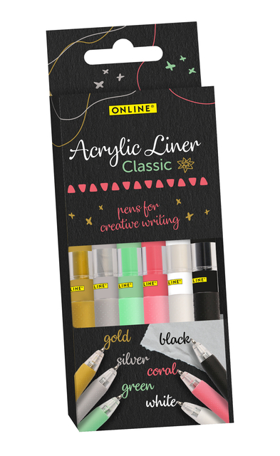 Liner acrylique Online Classic assorti 6 pièces