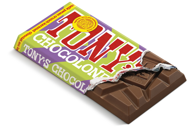 Chocolade Tony's Chocolonely melk karamel pecan crunch reep 90 gram